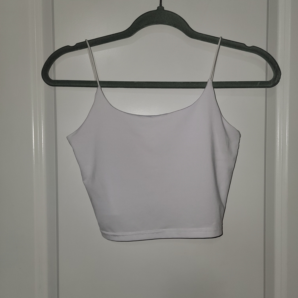 White Spaghetti Strap Crop Top